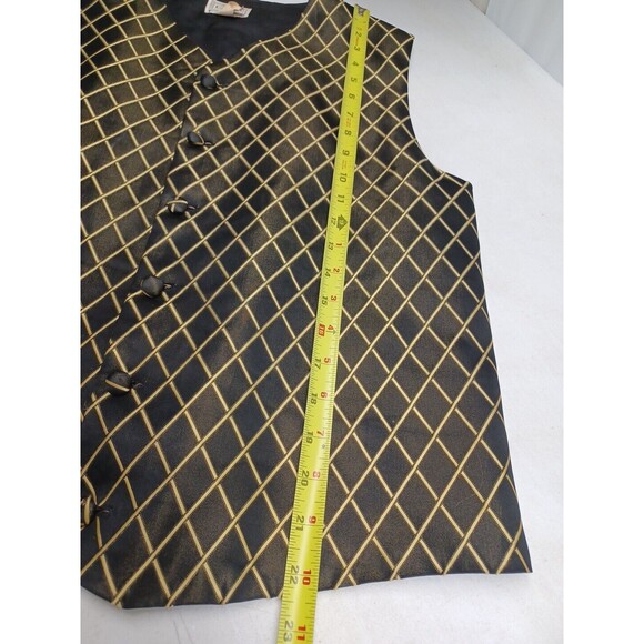 Vtg LAZIO COMO ITALY Classic Fit Vest Black Gold Argyle Diamon Pattern Sz M - Picture 8 of 9